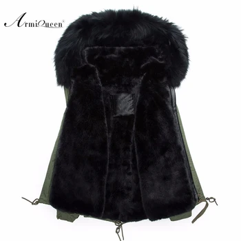 Yeni erkek sıcak kış ceket moda kürk parka kapşonlu palto, yeşil ve siyah kürk astar yeni geliş kürk tasarımı