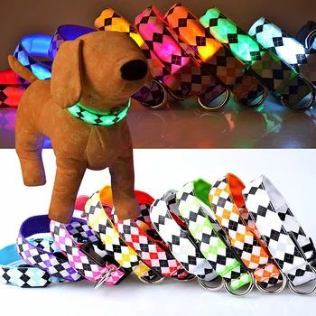Yeni Evcil Köpek Gece Yürüyüş Seyahat Yaka Açık DA Parlatıcı yaka Renkli Naylon Yaka Gece Güvenlik led Işık Yaka