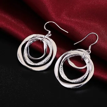 Yeni fabrika toptan LE008 moda Gümüş küpe kaplama yüksek kaliteli şık sevimli kadın klasik mücevher değerli hediye LAYD