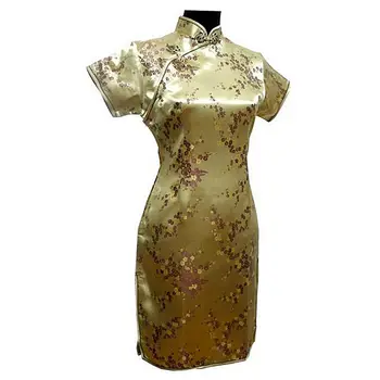 Yeni Geleneksel Çince Elbise Kadın Saten Qipao Mini Cheong-sam Çiçek S M L XL XXL XXXL 4XL 5XL 6XL J4039