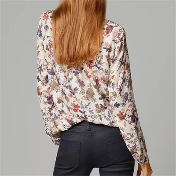 Yeni Kadın T Shirt Moda Çiçek Yaz Gevşek T-shirt V yaka Çiçek Desenleri Roupas Femininas S173 Uzun Kollu Tişört Elbise Tops