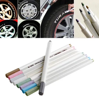 Yeni Lastik Lastik Boya kalemi Kalem Araba Lastik su Geçirmez Kalıcı Kauçuk Metal 1mm 9 Renk C26