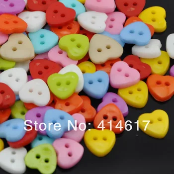 Yeni moda 10/50/100pcs Bebek 2 delik tatlı Renk karıştırma kalp-PT74 Çocuk düğmeleri dikiş şeklinde
