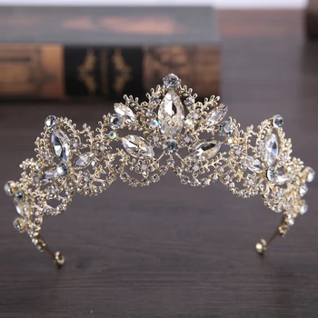 Yeni Moda Düğün Kristal Taç Saç Takı Gümüş Altın Yüksek kalite el Yapımı yapay Elmas Düğün Tiaras Taç Aksesuarları