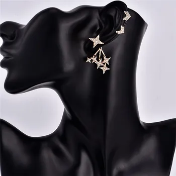 Yeni Moda Rhinestone Star Ok Çekicilik Kadın Altın Rengi Brincos Alaşım Küpe Bijoux Takı Hediye İçin Set Küpesinde