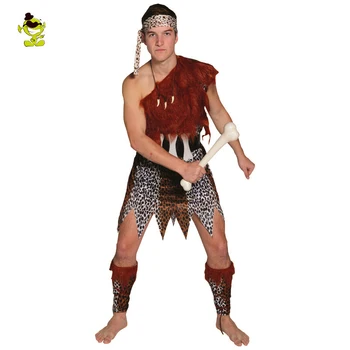 Yeni Orman Mağara Adamı Cosplay Karnaval Kostümleri Taş Devri Crood'lar Fred Çakmaktaş İlkel İnsan Wildman Cadılar Bayramı Kostümü