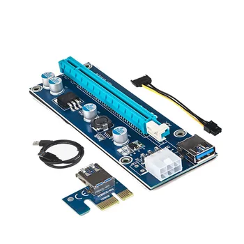 Yeni PCI-E 1x için 16x Extender Yükseltici Kart Adaptörü USB 3.0 Express.4Pin Güç Kaynağı Kablosu için Sata 0 Extender Kablo EM88