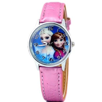Yeni Prenses Elsa Anna Çocuk Çocuk Çizgi Film İzle Snow Queen Deri Kuvars Saati Moda Kız Öğrenci Kol Saatleri Saatler