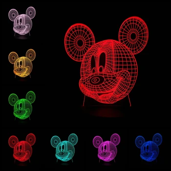 Yeni Renkli 3D Lamba Karikatür Kızlar Fareler Fare Gece Işığı USB Noel Masa Dekoratif Tablo, Ruh hali Bebek Çocuk Oyuncak Hediye LED