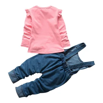 Yeni Sonbahar Çocuk Setleri Minnie T-shirt ve Kot Tulum Kız Giyim Seti Çocuk Giyim Çocuk Giyim bebek