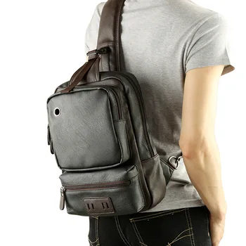 Yeni Sırt çantası Erkekler Avrupa Tasarım Öğrencisi Erkek Seyahat Çantası Deri Sırt çantası Tek Omuz Çantası Erkek Göğüs Paketi Rugtas Üçgen Geri