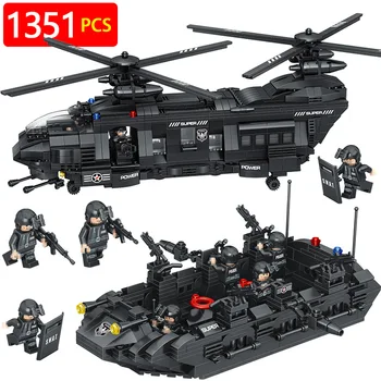 Yeni Teknik Uyumlu LegoİNGLYS Takım City Polis Helikopteri Büyük Yapı Taşları Çocuklar İçin Hediye Oyuncak Setleri Swat