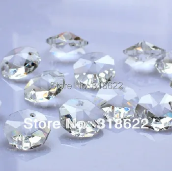 Yeni Temiz Beyaz Sekizgen boncuk 2 Cut&Yönlü Kristal Cam Boncuk,Perde Boncuk,14 mm 100pcs/lot Ücretsiz Kargo delik