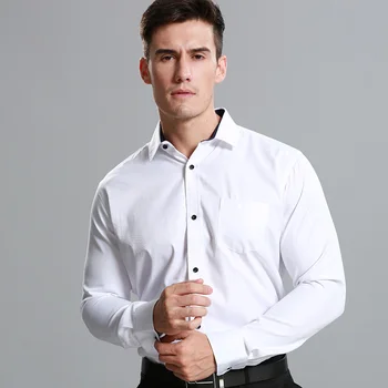 Yeni Varış JeeToo Marka Erkek Gömlek Uzun Pamuk Resmi Gömlek Slim Fit Erkek Katı Bahar Stil Moda Artı Büyük Kollu Gömlek