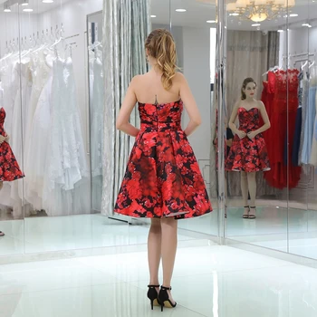 Yeni Varış Kırmızı Tatlım Kokteyl stok jurken Kokteyl elbise 2018 Vestido de bulunan be-e doğru bırakmak Çiçek elbise elbise