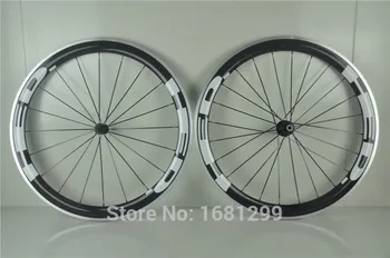 Yeni varış OEM 700 C Yol bisikleti 50mm kattığı alaşım fren yüzeyi aero ile Ücretsiz kargo konuşmacı 3 K karbon bisiklet tekerlek setleri jantlar