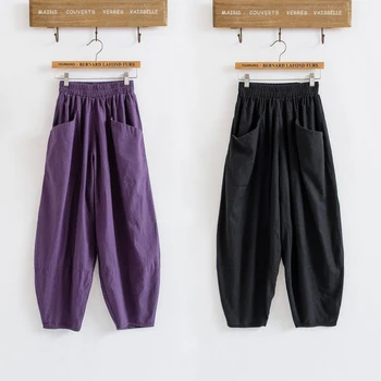Yeni Yaz Pamuk Keten ayak Bileği-Uzunluk Pantolon Kadın Rahat Külot 3 Renk Pantolon Pantolon Harem