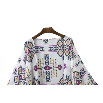 Yeni üstleri kadınlar 2018 yaz gömlek tarzı baskılı gömlek rahat camisas femininas blusas vintage kimono hırka artı boyutu bluz