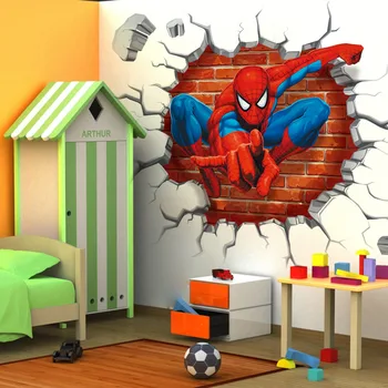 YENİ 3D Spiderman duvar çıkartmaları çocuk odası için Çocuk odası için Ev Dekorasyonu kişiselleştirilmiş Çocuklar çocuk odası Duvar sticker dekorasyon çıkartmaları