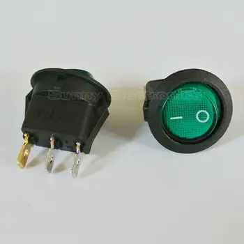 Yeşil 100 ADET 3 pin 4.8 mm terminaller 12 V 16A Universal/Yuvarlak Rocker OFF aydınlatmalı Araç düğmesi LED ışıklar Tire Tekne Van Geçin