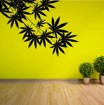 Yeşil Ağaç Yapraklar Bitki Vinil Tasarım Duvar Sticker Sanat Evi Oturma Odası, Yatak Odası Dekorasyonu Sağa Dönük Seçim WallpaperY-820 Sol Ot