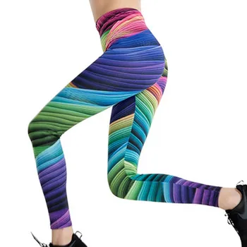 YGYEEG Yeni Streç Baskı 19 Tasarımları Legging Renkli Kurdele Serin Boyama Yıldız Legin Kadın Activewear Kuş Dudak Izgara eşofman