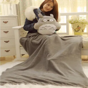 Yuvarlak Totoro 38cm 33 * yastık bebek, 95 * 75cm Bebek battaniyesi sevimli peluş oyuncaklar Noel hediye Yetişkin Yastık battaniye