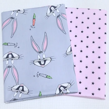 Yüksek Kalite Kapitone Yamalı Doku Dikiş İçin %100 Pamuk Multi-genişlik Bugs Bunny yıldız Kumaş Kumaş Çocuk Yatak Bebek Saten