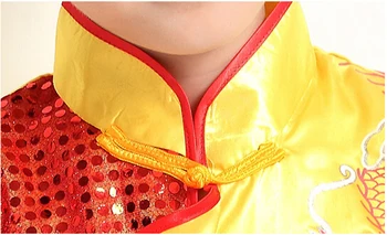 Yüksek Kalite Çocuklar için Yetişkin Tai Chi Wushu Giyim Uzun Kollu Etnik Ejderha Totem Dövüş Sanatı Performans takım Elbise Çocuk