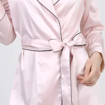 Yüksek Sınıf Saten Şifon Pelerinli Sağlam İlkbahar Yaz Seksi Kadın Bornoz Ev Giyim Pijama Hamam Kadın Sabahlık Elbiseler