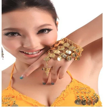 Yüzük parmağı ile 2016 Toptan Yüksek kaliteli oryantal dans kol bilek Hint bilezik karın kadınlar için el zincirleri dans