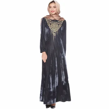 Zarif yetişkin Müslüman Çarşafımın Türkiye Singapur nakış kadife Jilbab çarşafımın Dubai Müslüman Kadınların İslami Elbiseler elbise wj1791