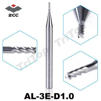 ZCC işleme 5 adet/çok yüksek hassasiyet.CT AL-3E-D1.0 3 Flüt karbür düz saplı ile 1mm freze basık