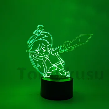 Zelda Efsanesi Vahşi Görsel İllüzyon 3D Gece lambası Renk Değiştiren Link Aksiyon Figürü Anime Oyunu Nefes Led