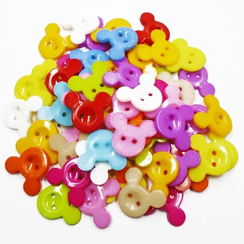ZİEENE Büyük Karikatür Fare Plastik Düğmeleri 26x22mm 2 Delik el Yapımı Çocuklar İçin Dikiş Defteri, DİY 100PCs Karışık 12 Renk 50PCs