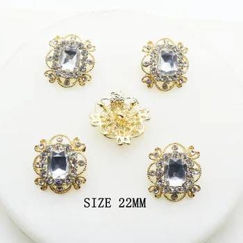 ZMASEY Alaşım Shank Düğmeleri 10 adet/Altın 22mm Dikiş Aksesuarları dekorasyon Diy Tokaları Diamante Cryusta Yeni 2018 set