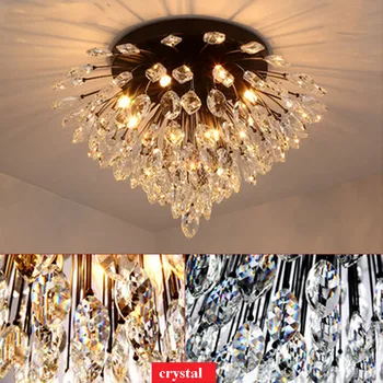 ZYYAmerican Kristal Tavan Işıkları G4 Vintage Tavan Lambası Işıklar Yemek Odası Modern Aydınlatma Armatürü Yaratıcı Lamba Yatak Odası LED