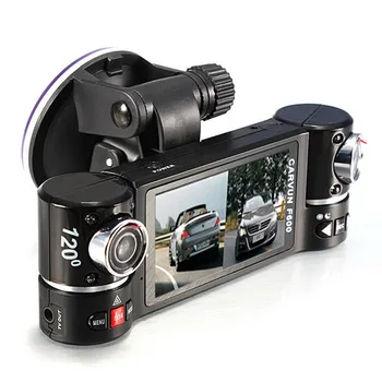 Çift Objektif Araba Kamera Araç DVR Çizgi Cam 2 Lens Video kayıt Cihazı F600