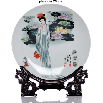 Çin Antik Güzellikleri Plaka Çin Tarzı Seramik Tabak Ahşap Taban Porselen Yatak Odası Sanat Dekoratif Tabak Portre