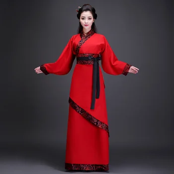 Çin Halk Dansları Kırmızı ve Siyah Kadınlar Hanedanı Hanfu Eski Kıyafetleri Sahne Dans Gösterisi Giymek Fotoğraf Kostüm Tang