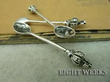 Çinko alaşım kolye takı aksesuar el yapımı takılar malzeme 7 mm * 54 Gümüş taç kaşık eski diy