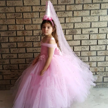 Çiçek Kız Çocuk Doğum Günü Partisi Prenses Elbise Çocuklar Kızlar Topu Cüppe Tül Kızlar Düğün Çiçek Kız Elbise Tutu Elbise