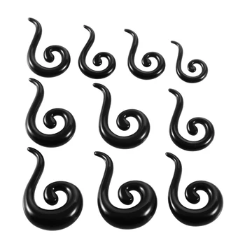 ÇİFT Akrilik Siyah Spiral Kulak Konik Göstergesi Girdap Kulak Genişleticiler Küpe Tak Kadın Takı Piercing 1.6 mm Sedye 12mm Büküm-