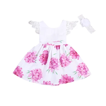 Çocuk Bebek Kızlar Parti Elbise Kolsuz Dantel Tül Çiçek Elbise Sevimli Mini Yeni 5Y 1 Kız Sundress Elbise-