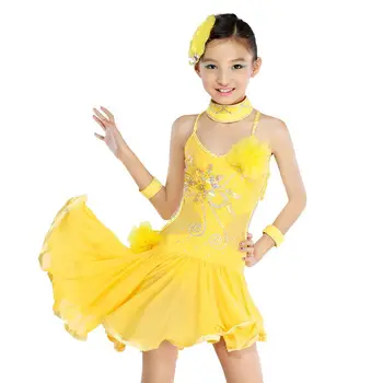 Çocuk Latin Balo Salonu Dans Elbise Çocuk Kız Fringe D Latin Sahne Dans Kostüm Giyim Çocuk Giyim Payetli