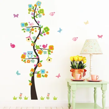 Çocuk odaları çocuklar kız ev dekorasyonu kanepe için hayvan baykuş kelebek çiçek ağaç vinil duvar çıkartmaları duvar çıkartmaları çocuk sticker yaşayan