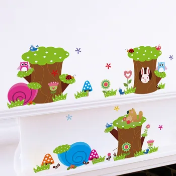 Çocuk Odası İçin Çıkartmalar Sıcak Karikatür Hayvanlar Duvar Sticker Baykuş Ağaç Waitline Kickline Anaokulu Dekorasyon 2018 Yeni Geliş