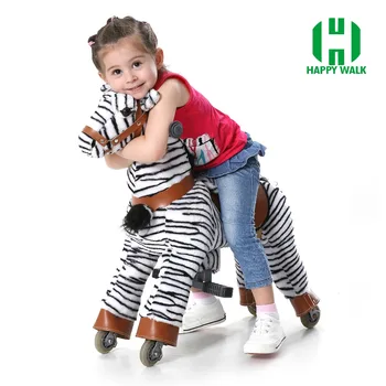 Çocuklar 3-7 Yaş Çocuklar için AT Oyuncak Midilli Hediye Zebra Şekli Hayvan Binmek Oyuncak Yürüyen Mekanik oyuncak At Binmek Doğum günü