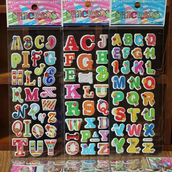 Çocuklar için 30 adet/lot İngilizce alfabe 3D karton sticker balon doğum günü hediyesi, parti iyilik hediye