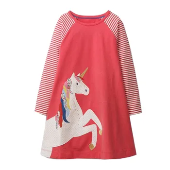 Çocuklar için Kidsalon Kız Bebek Kıyafetleri Vestiods Unicorn Aplike Noel Elbise Kız Elbise Parti Elbise Prenses Elbise